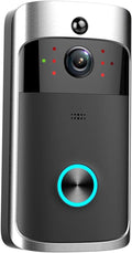 OPTEPYOE timbre con vídeo - Detección de presencia y comunicación por voz - Resolución de vídeo 1024p - Diseño negro con Bluetooth y cable de carga