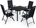 CASARIA Bern Comedor de jardín 5 piezas - Mesa de aluminio de 90 x 90 cm y 4 sillas plegables - Sillas ajustables en 8 posiciones - Negro antracita para terraza y exterior