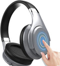 Auriculares Bluetooth de doble uso - Conexión inalámbrica y cableada para teléfono móvil - Cancelación activa de ruido y Bluetooth 4 con NFC - Diseño gris de cuero sintético