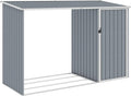 Caseta leñero 2 en 1 - Acero galvanizado gris 245 x 98 x 159 cm - Puertas con bisagras y estructura impermeable - Almacenamiento de leña para terraza y patio
