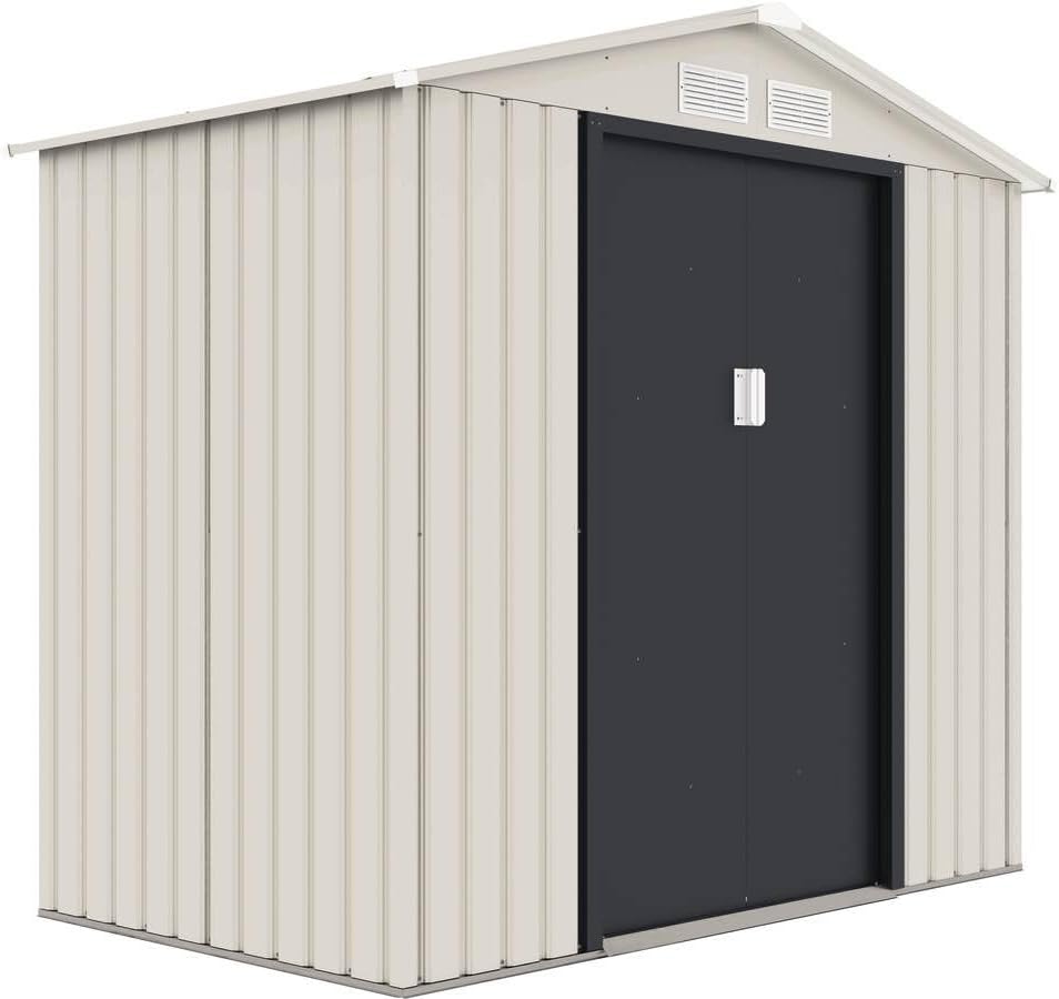Habitat et Jardin Nebraska Caseta Metálica de Jardín Beige Gris Antracita - Cobertizo Exterior 2,70 m2 - Almacenamiento de Herramientas