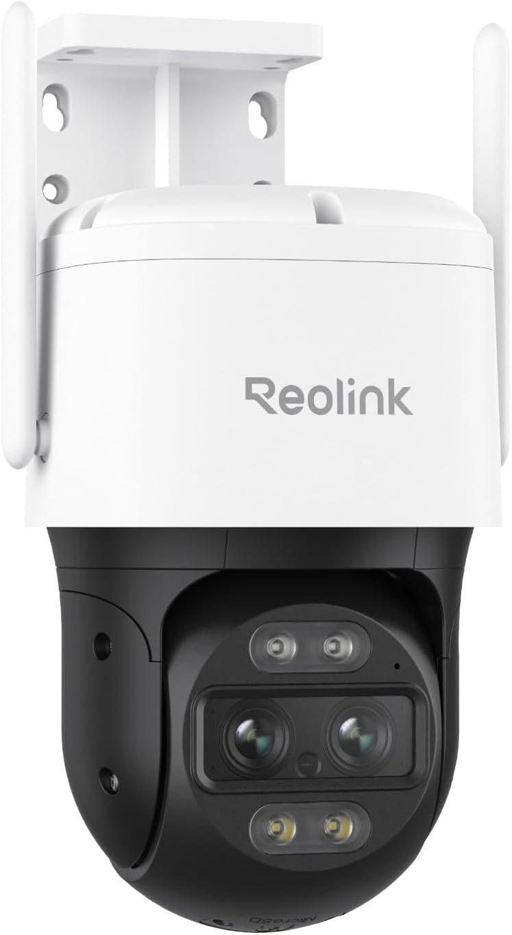 Cámara PTZ Reolink TrackMix WiFi 4K - doble lente con visión de 360 grados - seguimiento automático y zoom de 6 aumentos - detección de personas vehículos y animales