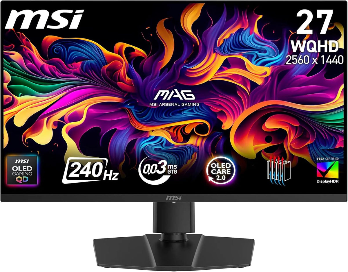 MSI MAG 273QP QD OLED X24 monitor gaming - Pantalla WQHD de 26.5 pulgadas y 240 Hz - Respuesta de 0.03 ms y HDR True Black 400 - HDMI 2.1 y DisplayPort 1.4a