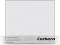 Corberó CCIM3720W placa de inducción - Tres zonas blancas con potencia de 7200 W - Tres funciones Booster y zona de 30 cm - Temporizador y bordes biselados