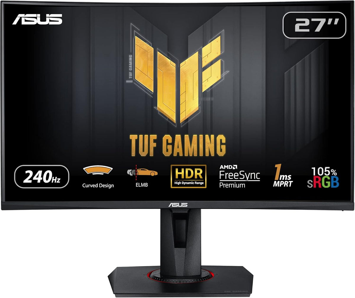 Monitor gaming curvo ASUS TUF VG27VQM de 27 pulgadas - resolución Full HD 1920 x 1080 - frecuencia de 240 Hz y respuesta de 1 ms - ELMB Adaptive Sync y FreeSync Premium