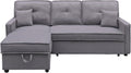 amuéblate online Duero sofá cama chaise longue 3 plazas - Arcón integrado y diseño ajustable - Reposabrazos y tapizado con botones - Gris 202 x 135 x 90 cm