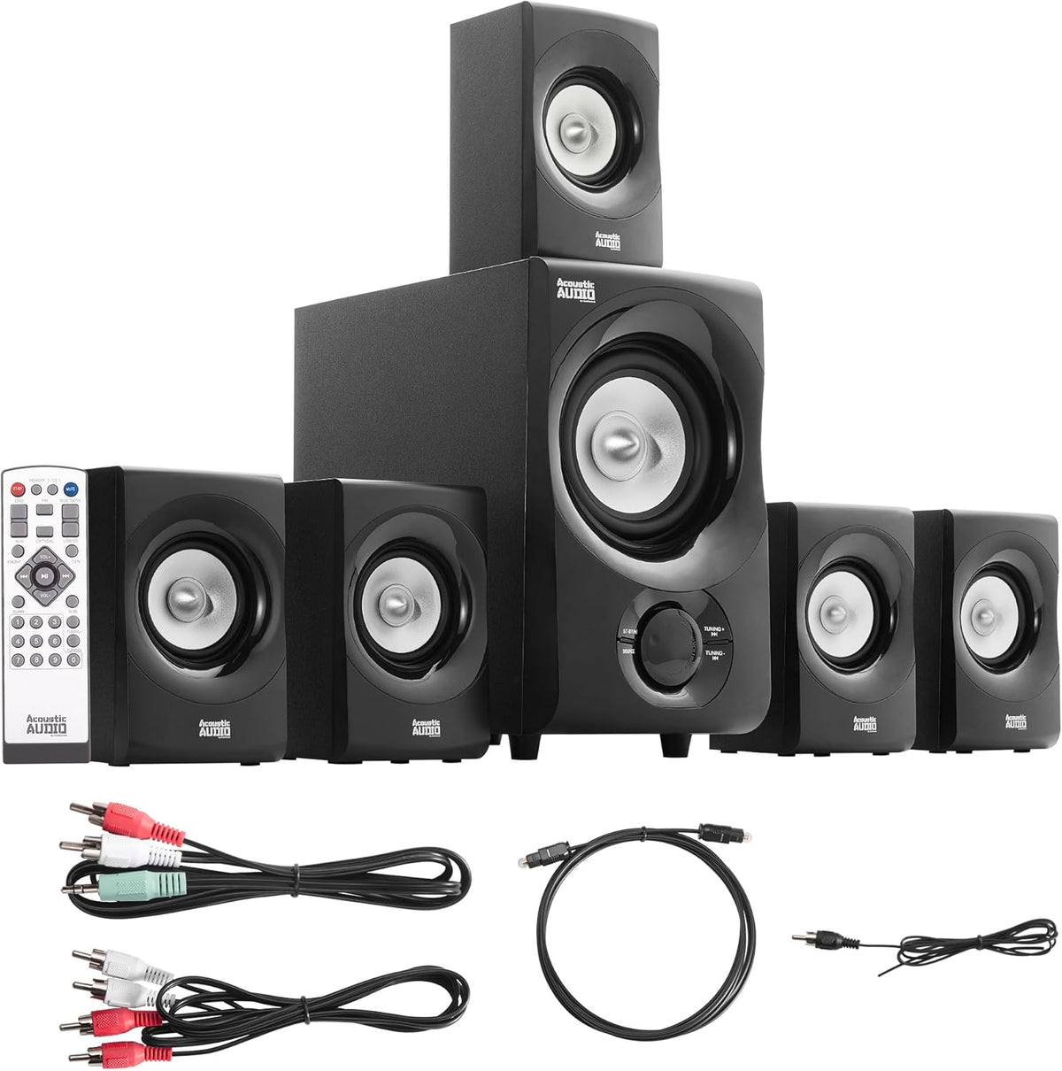 Acoustic Audio AA5171 Sistema de cine en casa 5.1 - Sonido envolvente con potencia máxima de 700 W - Bluetooth para música y entretenimiento - Altavoces de plástico para suelo y sobremesa