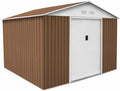 GARDIUN Bristol KIS12863 caseta metálica 7,74 m2 - Acero galvanizado marrón para exterior - Estructura resistente al agua - Medidas 241 x 321 x 205 cm