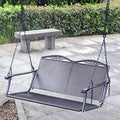 Silla oscilante de ratán - Cesta colgante para balcón jardín y patio - Asiento cómodo para relajación - Diseño suspendido modelo KM-AnDEP1-D para exterior