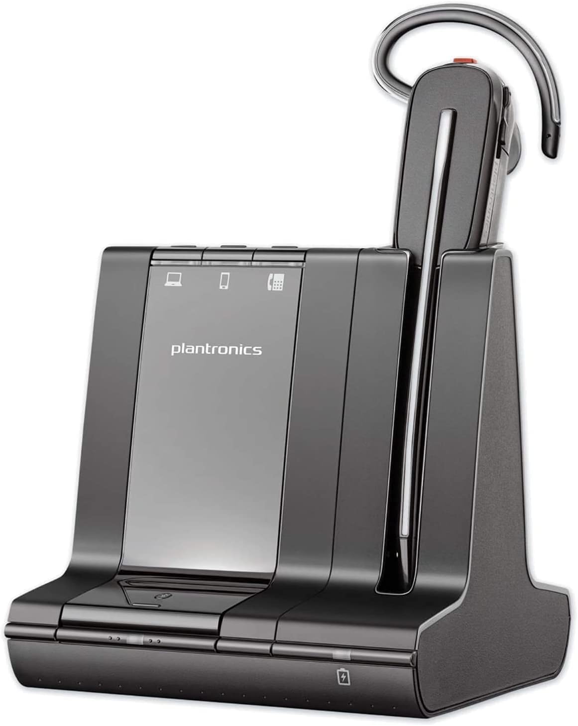 Auricular Plantronics Savi 8240 renovado - sistema mono inalámbrico en color negro - cancelación activa de ruido y Bluetooth - micrófono con cable funda y manual