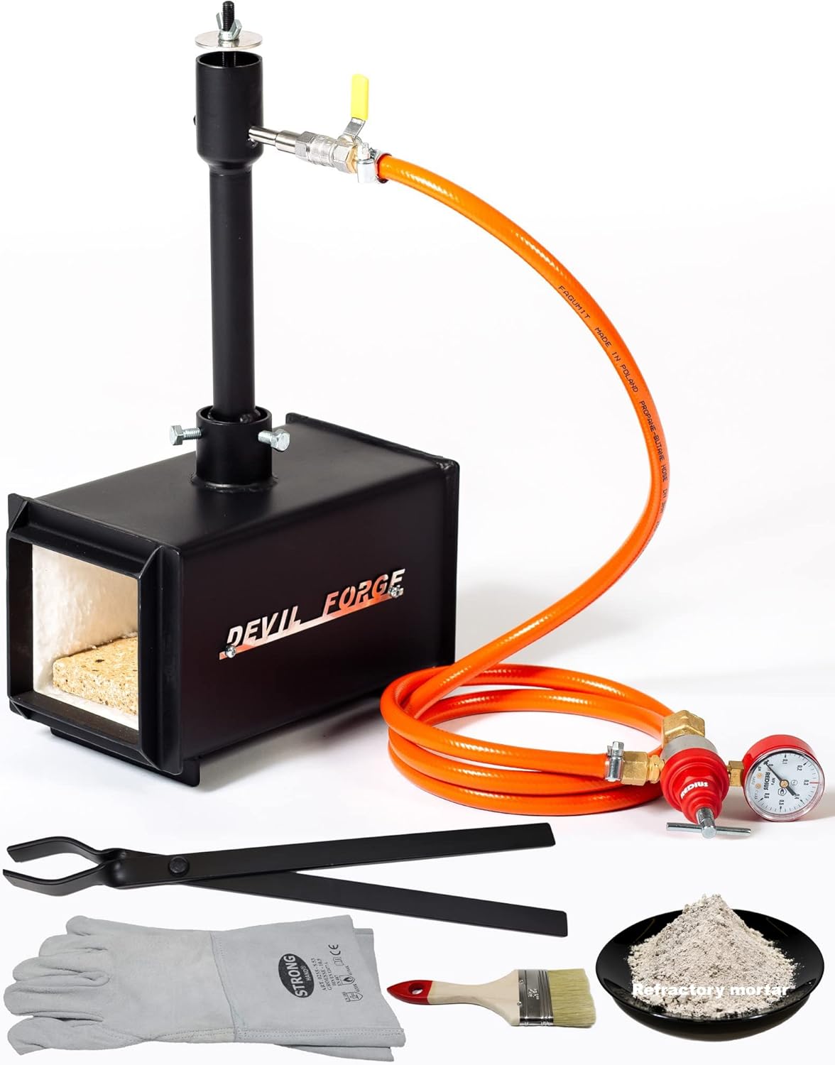 DEVIL-FORGE Fragua de Gas DFPROF1 - Horno de Forja con Quemador DFP 80000 BTU - Herramienta para Fabricación de Cuchillos y Trabajo de Herrero