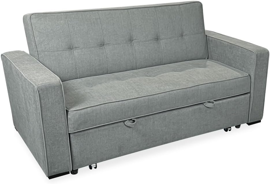 Homey Aron Sofá cama 2 plazas - Diseño moderno con reposabrazos y asiento de 56 cm de profundidad - 167 x 90 x 96,5 cm - Gris con capacidad máxima de 240 kg