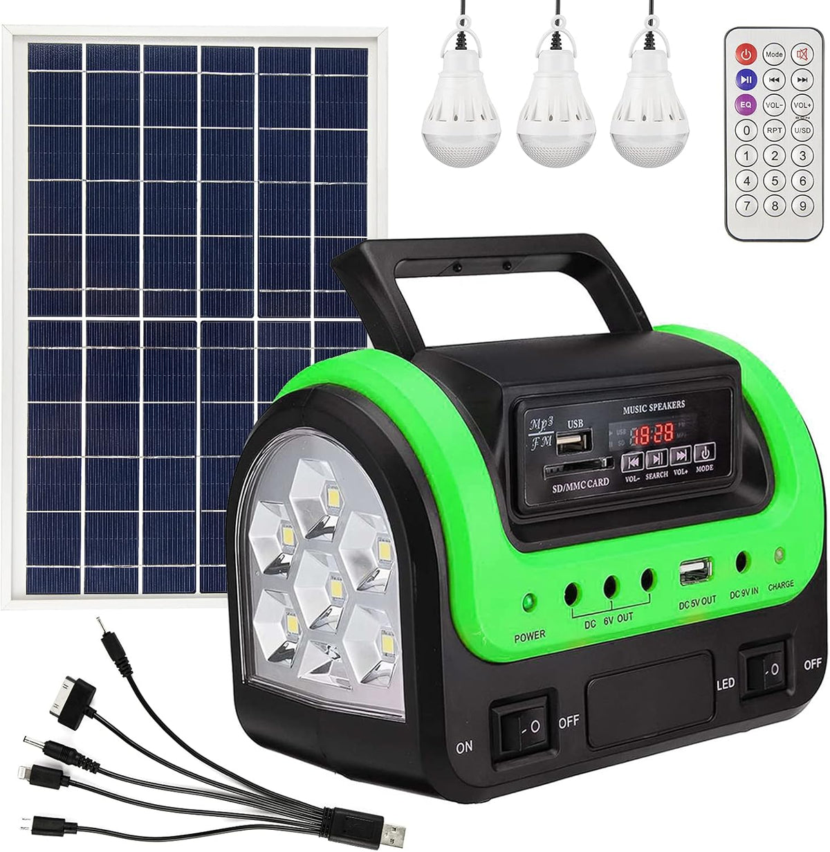 Generador solar portátil con panel - Potencia de salida de 5 W y batería de 3,7 V CC - Linterna para estación de emergencia - Uso doméstico camping caza e interiores