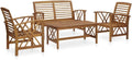 vidaXL Conjunto de jardín 4 piezas - Madera maciza de acacia con banco 2 sillones y mesa - Asientos suaves con respaldo para terraza y exterior - Marrón de estilo natural