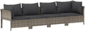 vidaXL conjunto de muebles de jardín 4 piezas - 2 módulos de esquina y 2 módulos centrales - Ratán sintético con cojines - Muebles de exterior gris moderno