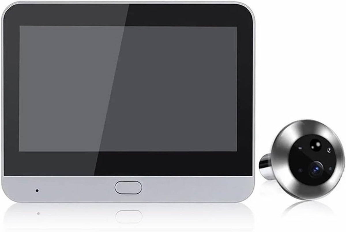 Visor digital OPTEPYOE - pantalla LCD de 4,3 pulgadas con sensor de vídeo - acabado plateado y almacenamiento de 32 GB - compatible con Alexa sin audio ni botón