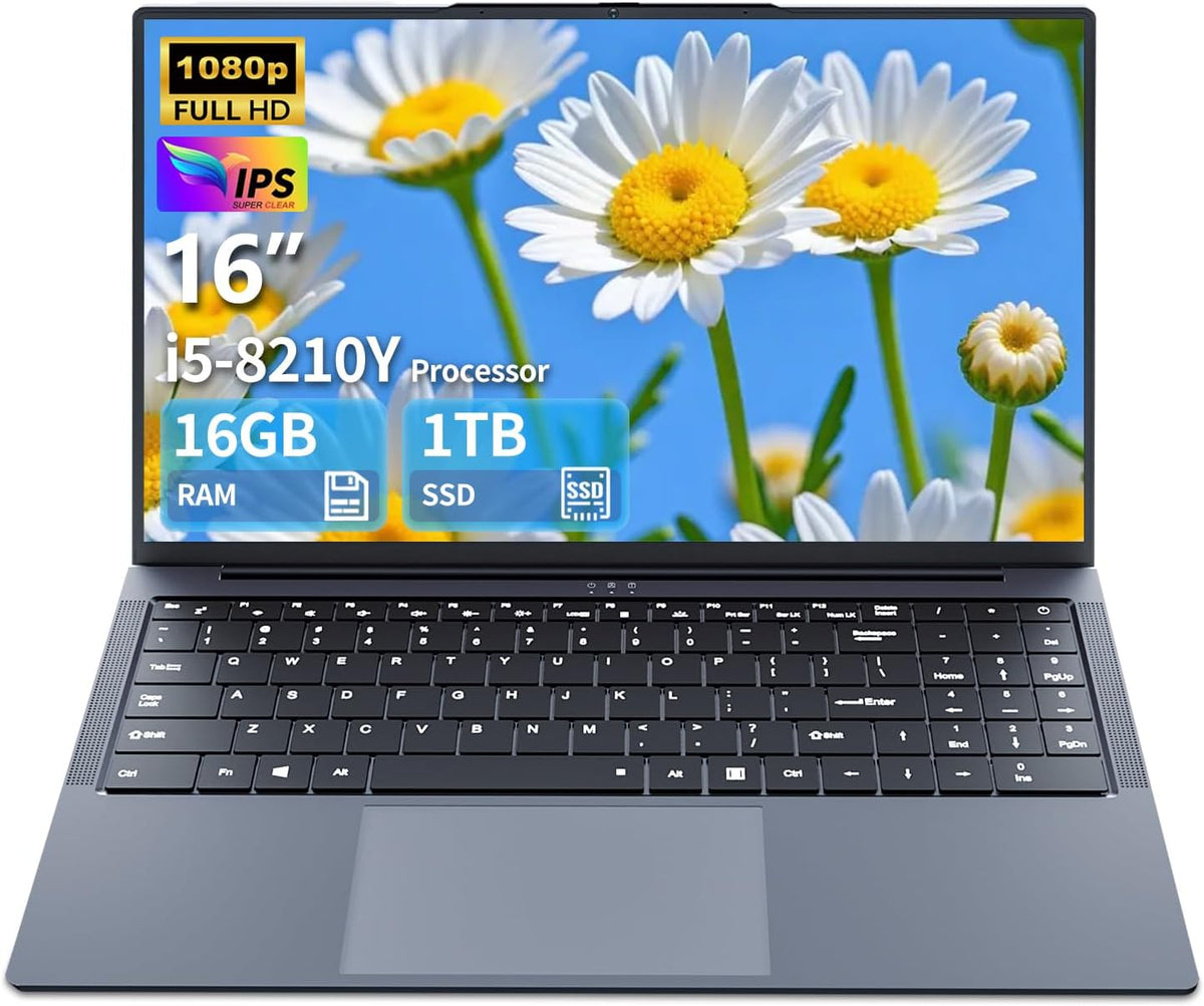 Portátil 16 pulgadas Full HD - Intel Core i5 hasta 3,6 GHz con 16 GB RAM y SSD de 1 TB - Pantalla IPS 1920 x 1200 y gráficos integrados - Windows 11 Pro con teclado retroiluminado