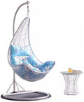 Silla colgante de ratán - Cuna artística de hierro para balcón e interior - Diseño mecedor decorativo - Asiento suspendido para sala de estar y zona de descanso