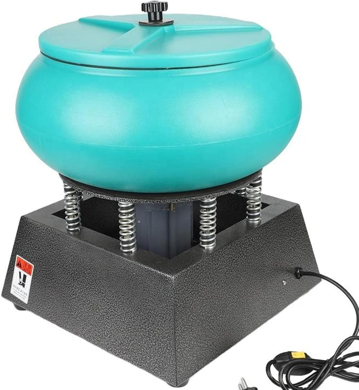 Pulidora vibratoria eléctrica tamaño L - Tambor para rectificado y pulido de piezas metálicas - Equipo de acabado para componentes pequeños - Sistema vibratorio de taller