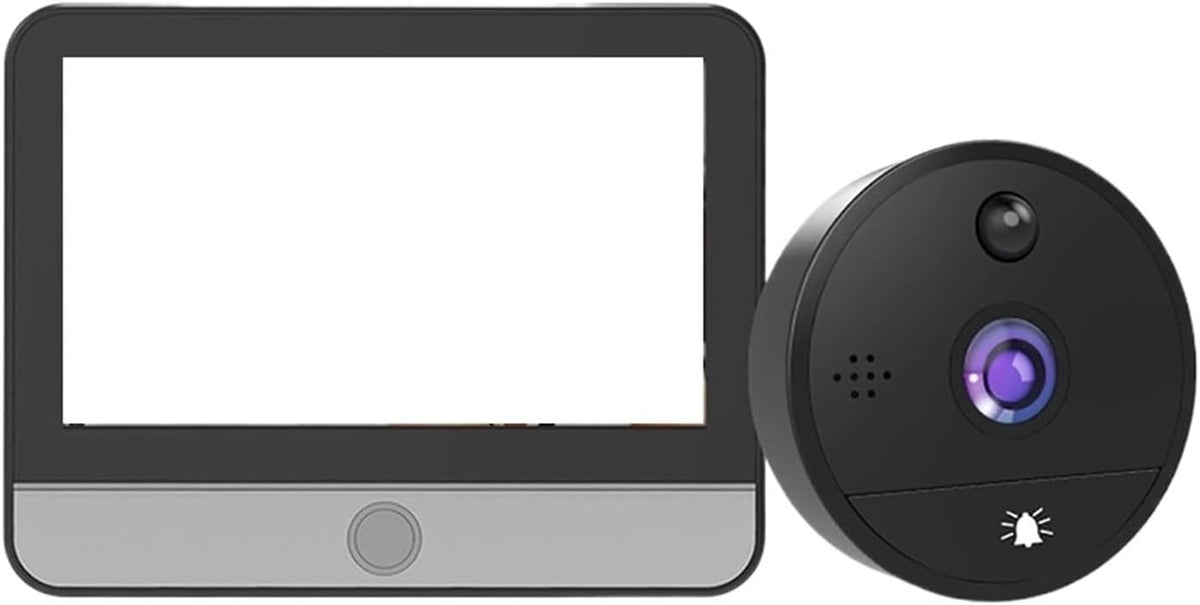 OPTEPYOE timbre con vídeo - Pantalla interior de 4.3 pulgadas - Control de voz bidireccional y vídeo 1024p - Bluetooth con cable de carga