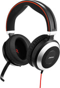 Jabra Evolve 80 MS Stereo auriculares profesionales - Diseño circumaural cableado en color negro - Cancelación activa de ruido - Conexiones USB A y jack de 3.5 mm