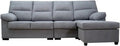 SHIITO Cóndor sofá chaise longue 4 plazas - Estructura de madera de pino y tablero aglomerado - Diseño moderno en gris - 265 cm de ancho y carga máxima de 300 kg