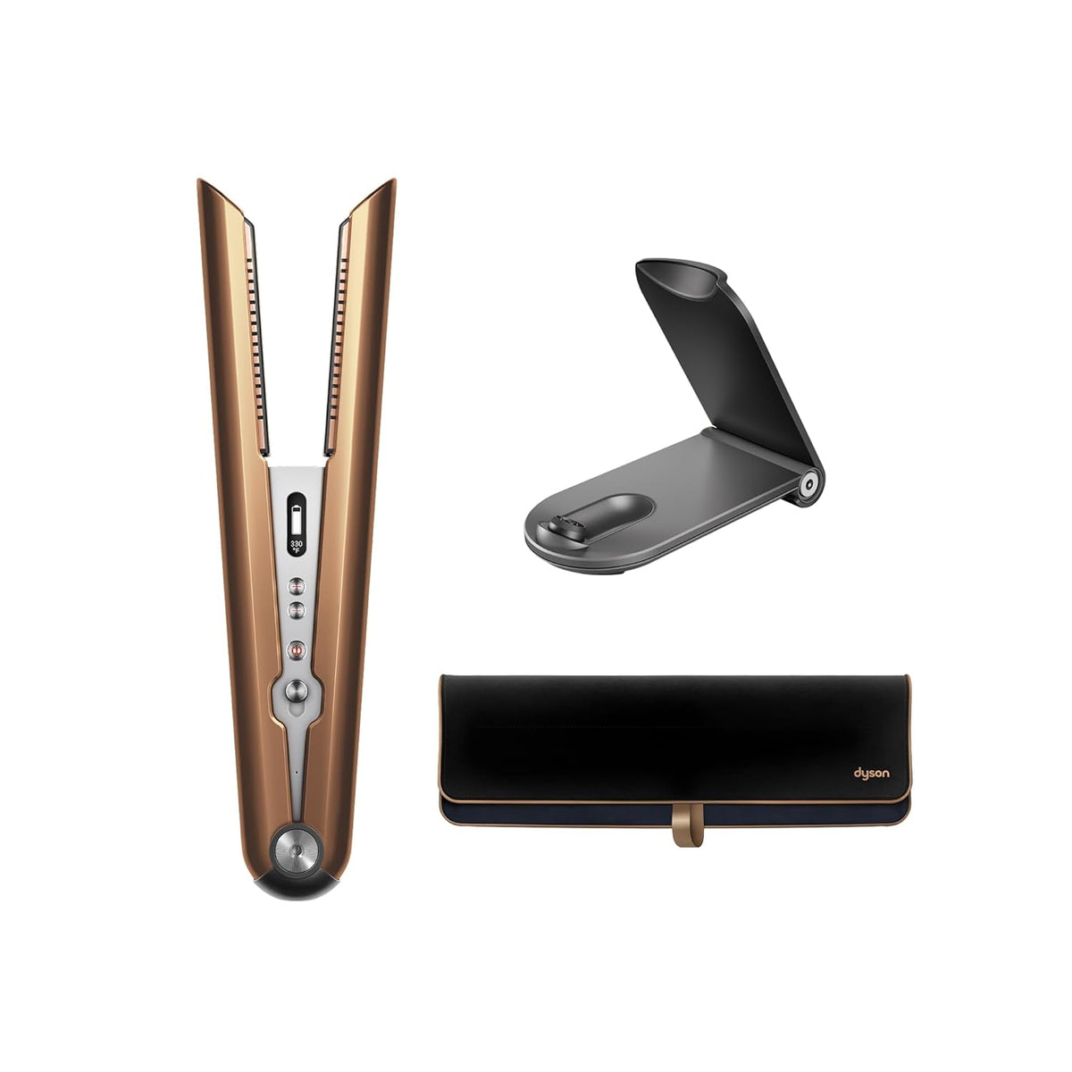Dyson Corrale plancha de pelo - Placas de níquel y cuerpo acrílico - Temperatura máxima de 210 C - Batería con acabado cobre y níquel brillante