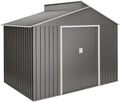 Caseta de jardín Latte 5,44 m2 - Acero metalizado 282 x 192 x 222 cm - Tragaluz de policarbonato y techo inclinado - Doble puerta corredera para almacenaje