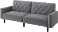 Yaheetech Sofá cama 2 plazas moderno - Tapizado de tela con 2 respaldos ajustables en 3 niveles - 159 x 75,5 x 73 cm - Gris oscuro con capacidad de 302 kg