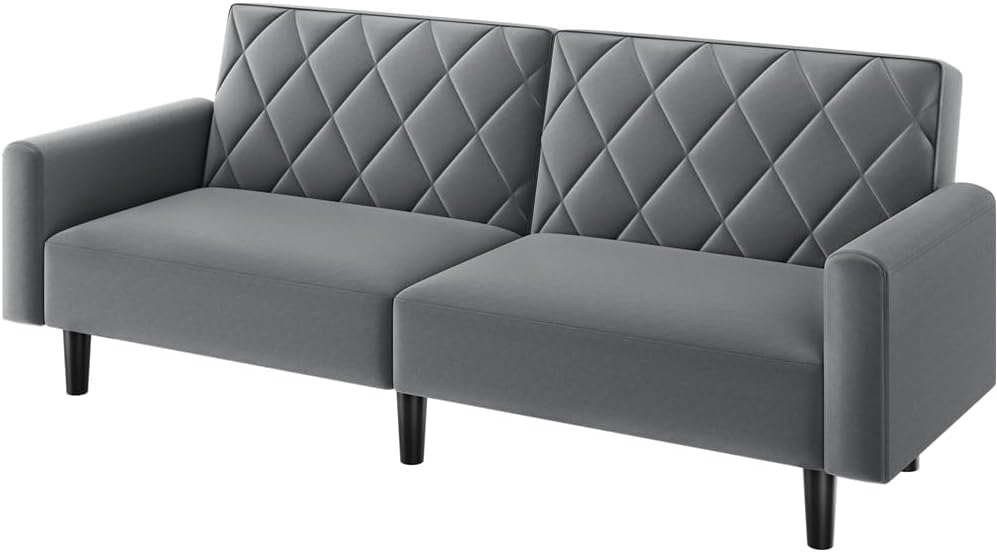 Yaheetech Sofá cama 2 plazas moderno - Tapizado de tela con 2 respaldos ajustables en 3 niveles - 159 x 75,5 x 73 cm - Gris oscuro con capacidad de 302 kg