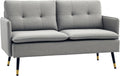 HOMCOM sofá 2 plazas de lino - Cojines reposabrazos y patas de acero - Carga máxima de 240 kg - Gris 139 x 68 x 80 cm para salón dormitorio y oficina