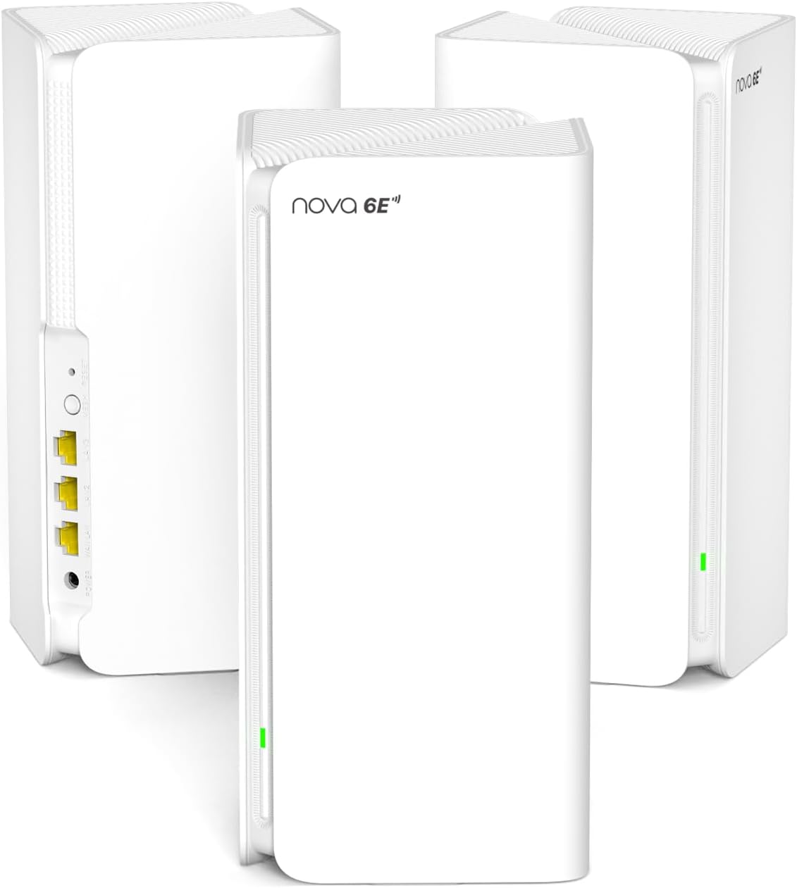 Tenda Nova MX21 Pro sistema Mesh WiFi 6E - AXE5700 tribanda para cobertura de hasta 360 m2 - Nueve puertos Gigabit y 70 dispositivos - Pack de tres unidades blancas