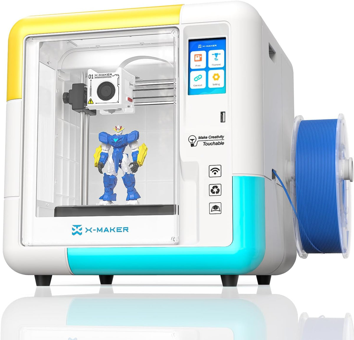 X-Maker Impresora 3D con Aplicación AI - Biblioteca de Diseños y 16 Mini Módulos 3D - Impresora Educativa para Hogar y Escuela con PLA