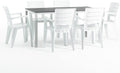 Conjunto de jardín para 6 personas - Mesa rectangular de acero con efecto madera - 6 sillas apilables de resina - Para terraza blanco y pizarra