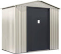 Habitat et Jardin Nebraska Caseta metálica 4,07 m2 - 213 x 195 x 195 cm - Estructura de metal zinc resistente al agua - Beige antracita para almacenamiento exterior