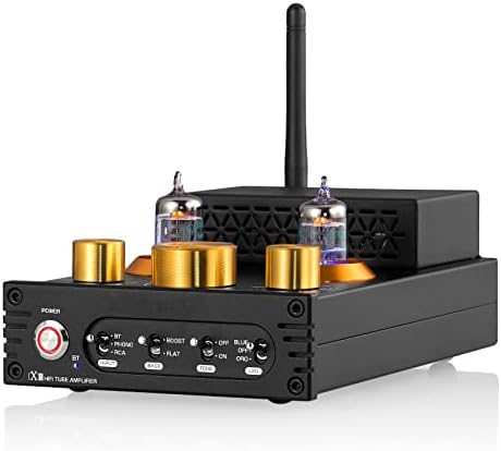 Amplificador de fono MM para tocadiscos - Tecnología de tubo de vacío para sistemas HiFi - Bluetooth 5.0 para reproducción inalámbrica - Compatible con varios dispositivos de audio
