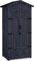 M MCombo Armario de jardín - Madera gris antracita 99 x 74 x 193 cm con suelo - Techo de asfalto repelente al agua - Caseta exterior resistente a la intemperie