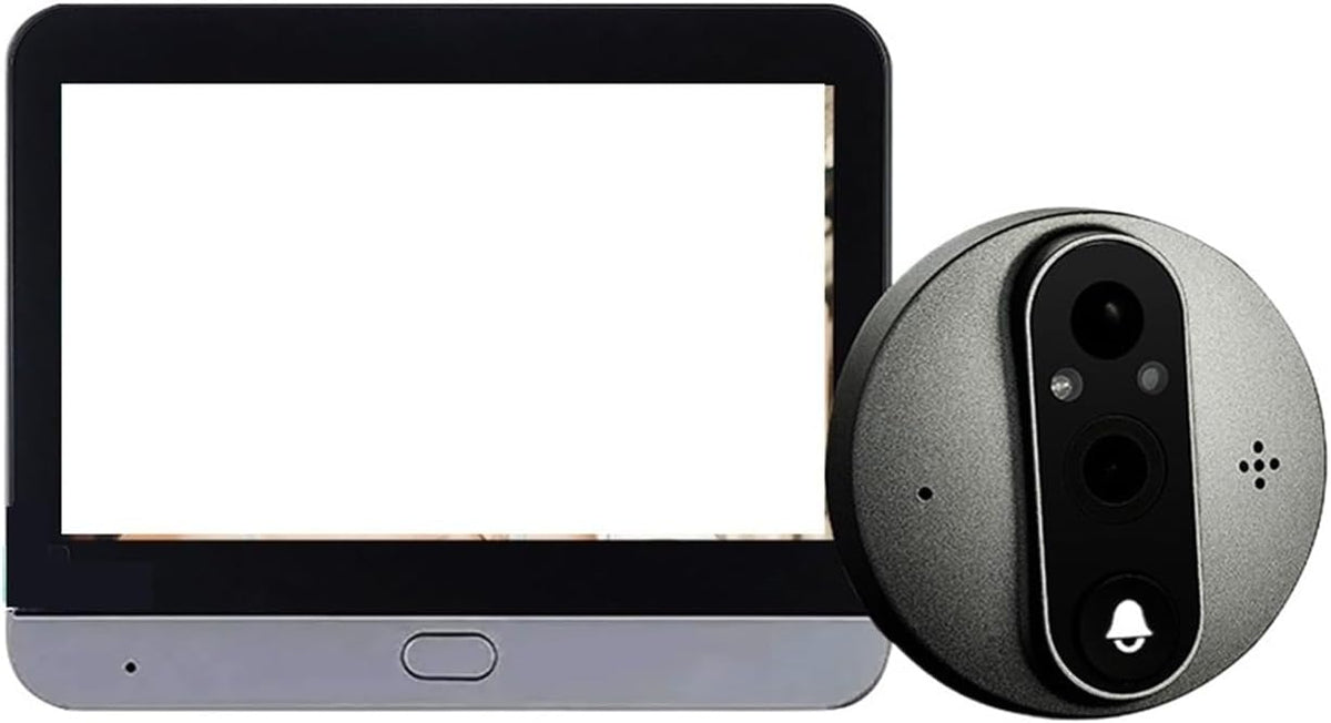 Timbre con vídeo OPTEPYOE - batería de 5000 mAh y acabado gris - pantalla IPS en color de 4,3 pulgadas - cámara de 1024p con almacenamiento de 64 GB
