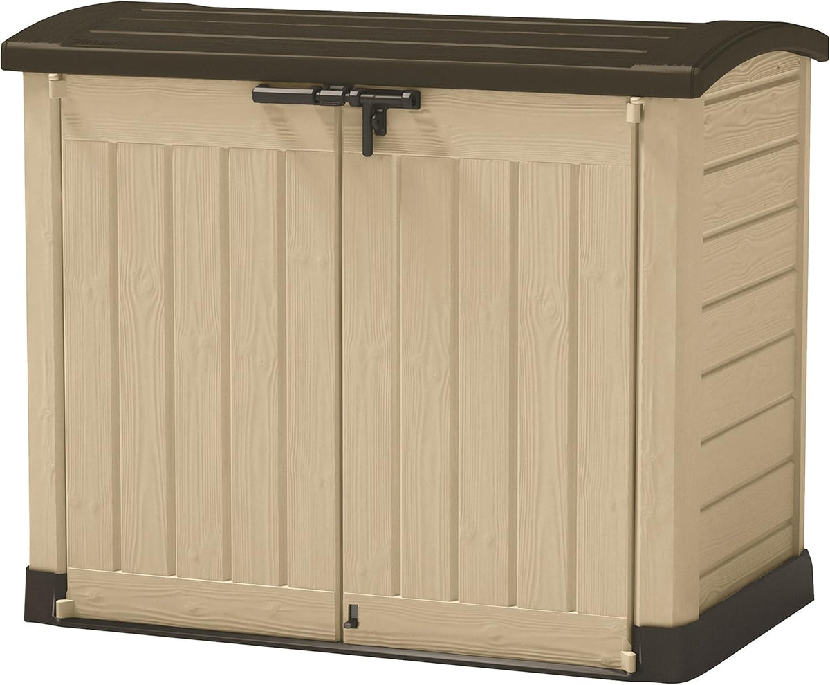 Keter SIO 1200 Cobertizo de Jardín Exterior Gris Pardo Beige - Caseta de Ordenación de Resina - Almacenamiento Resistente al Agua