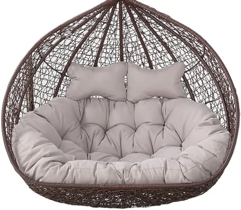 SwingChairs484 - Cojín de repuesto para silla colgante doble - Para hamaca de huevo de 2 personas - Diseño resistente al agua color gris