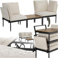 TecTake conjunto de jardín exterior 5 en 1 - Sofá exterior y mesa de jardín - Mesa con aspecto madera y cojines repelentes al agua - Para terraza y jardín
