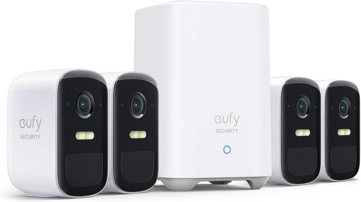 Sistema eufyCam 2C Pro - conjunto de 4 cámaras WiFi exteriores 2K - batería con autonomía de hasta 180 días - visión nocturna y control desde iOS