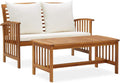 Conjunto de jardín 2 piezas - Madera maciza de acacia con cojines para sofá exterior - Diseño rectangular para terraza y jardín - Estilo moderno con montaje requerido