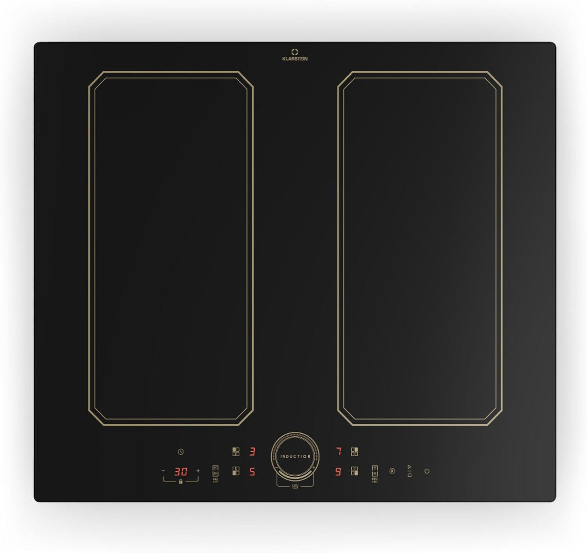 Klarstein placa de inducción vitrocerámica - Potencia total de 7000 W y alimentación de 240 V - Control táctil con pantalla digital - Temporizador para cocina empotrada