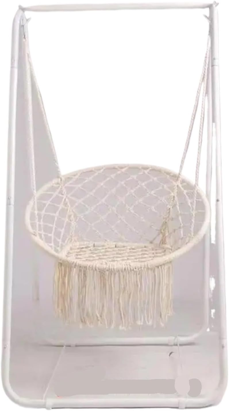 Silla Colgante 165 cm para Interior y Exterior - Hamaca de Jardín Balcón y Dormitorio - Juego Completo Blanco para Relax