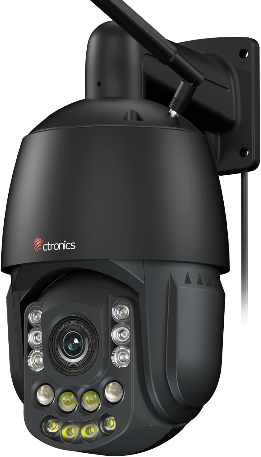 Ctronics CTIPC 870B cámara PTZ exterior - Resolución 4K con zoom óptico 30X - Visión nocturna hasta 180 m - Seguimiento automático y WiFi de doble banda