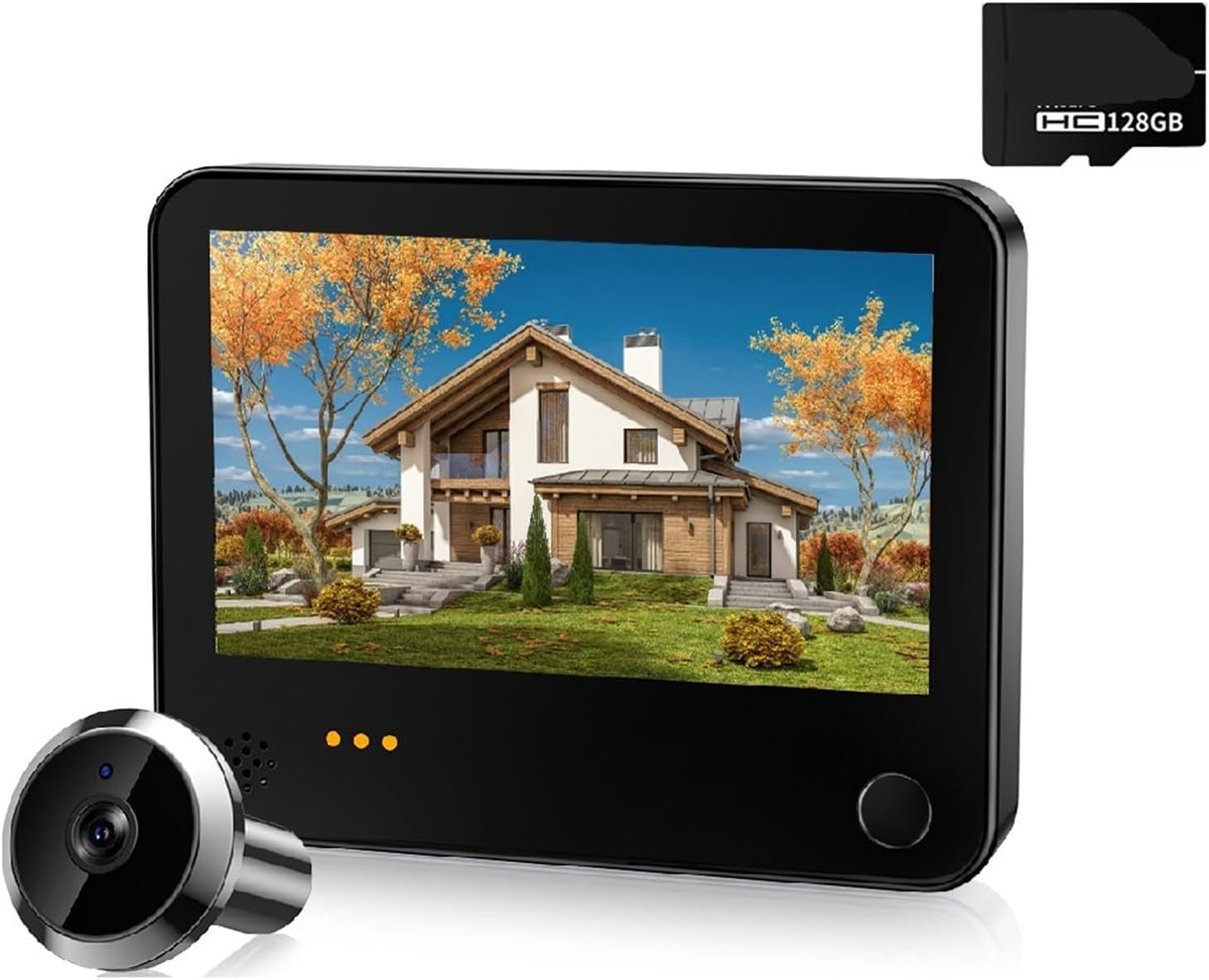 OPTEPYOE videoportero con voz - Pantalla de 4.3 pulgadas y gran angular de 120 grados - Memoria de 128 GB - Bluetooth y cable de carga
