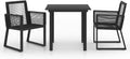 vidaXL Conjunto comedor de jardín 3 piezas - Ratán PVC con mesa y sillas con respaldo - Mobiliario exterior para patio y terraza - Negro de estilo elegante