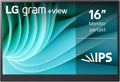 LG 16MR70 monitor portátil - Pantalla IPS WQXGA de 16 pulgadas y formato 16 a 10 - Cobertura DCI P3 de 99 por ciento y giro automático - Dos USB C y soporte incluido