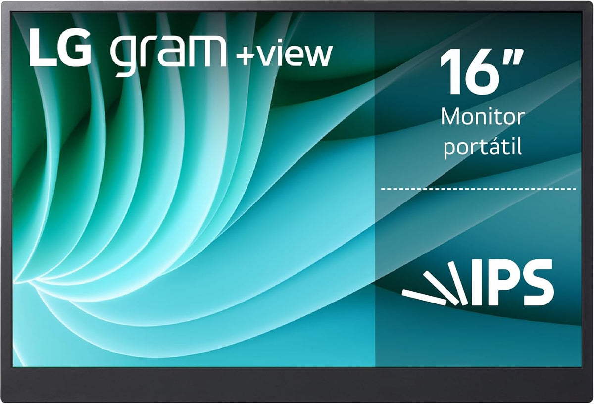 LG 16MR70 monitor portátil - Pantalla IPS WQXGA de 16 pulgadas y formato 16 a 10 - Cobertura DCI P3 de 99 por ciento y giro automático - Dos USB C y soporte incluido